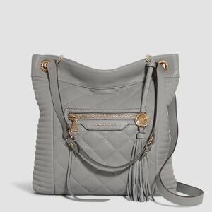 Aimee Kestenberg Gray Quilted Shoulder Bag with Gold Accents